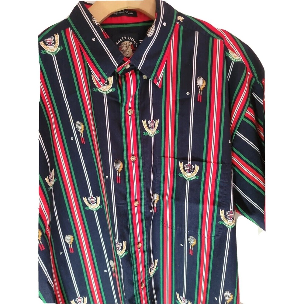 NWOT Gant Mens XXL Salty Dog Imperial Cotton Shirt Tennis Trophy Navy 80s Style